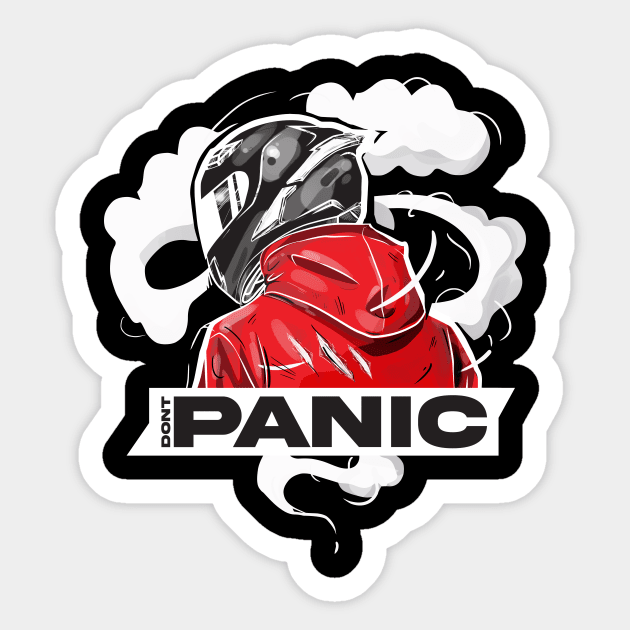 Motocycle rider don't panic Sticker by BNT-Store